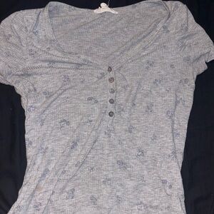 Gray Button-Down Women's Top